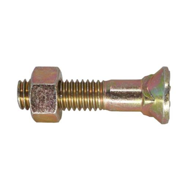 1/2"X1-1/2" UNC Grade 8 Plough Bolt & Nut - Yellow Zinc