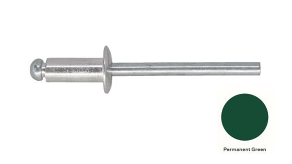 6-4 Pan Head Aluminium & Steel Rivet - PERM GREEN