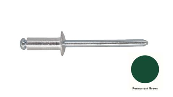 6-5 Pan Head Aluminium & Steel Rivet - PERM GREEN