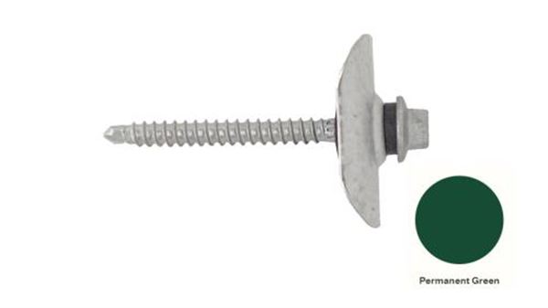 13GX65mm Self Drilling Universal Screw Assembled With Trmdek Profile Washer +35mm EPDM- PERM GREEN