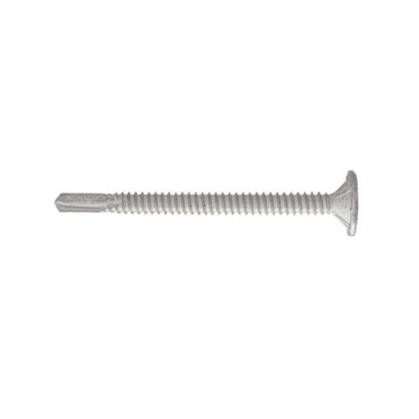 14G-14x55mm Countersunk Ribbed Plate-head Wing Self Drilling Metal Screw - Galv.