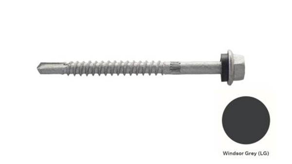 14G-10x75mm Hex Head Self Drilling Metal Screw - Galv + Seal-WINDSOR GREY