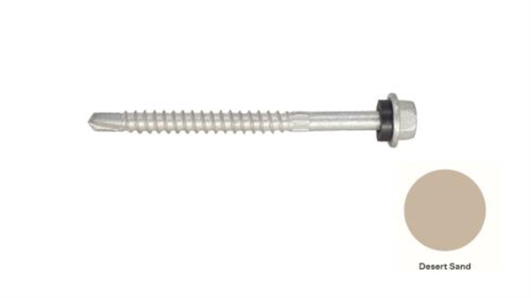 14G-10x80mm Hex Head Self Drilling Metal Screw - Galv + Seal - DESERT SAND