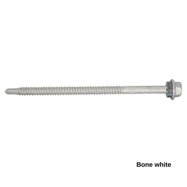 14G-14x115mm Hex Head Self Drilling Metal Screw - Galv + Seal-BONE WHITE