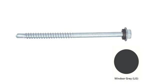 14G-14x115mm Hex Head Self Drilling Metal Screw - Galv + Seal-WINDSOR GREY