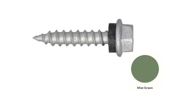 10G-12x25mm Hex Head Self Drilling Timber Screw - Galv + Seal-MIST GREEN