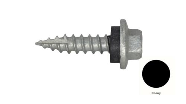 12G-11x25mm Hex Head Self Drilling Timber Screw - Galv + Seal-EBONY