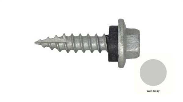 12G-11x25mm Hex Head Self Drilling Timber Screw - Galv + Seal-GULLGREY