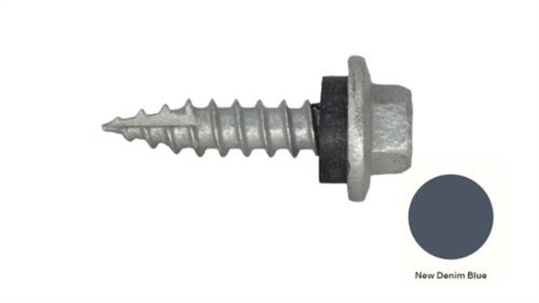 12G-11x25mm Hex Head Self Drilling Timber Screw - Galv + Seal-NEW DENIMBLUE