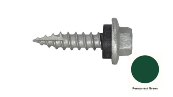 12G-11x25mm Hex Head Self Drilling Timber Screw - Galv + Seal-PERMGREEN