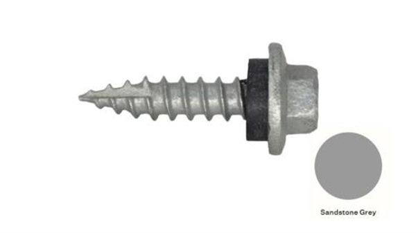 12G-11x25mm Hex Head Self Drilling Timber Screw - Galv + Seal-SANDSTONE GREY