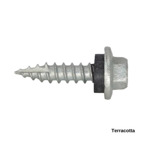 12G-11x25mm Hex Head Self Drilling Timber Screw - Galv + Seal-TERRACOTTA