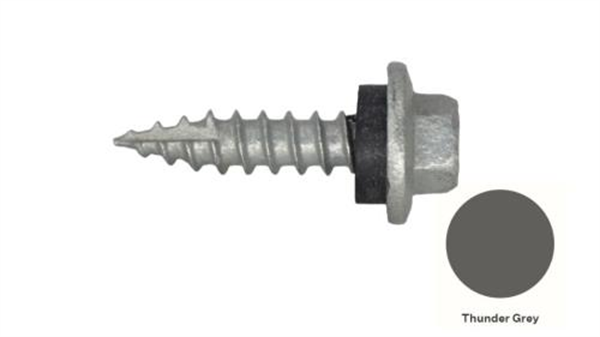 12G-11x25mm Hex Head Self Drilling Timber Screw - Galv + Seal-THUNDER GREY