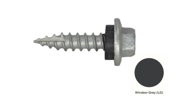 12G-11x25mm Hex Head Self Drilling Timber Screw - Galv + Seal-WINDSOR GREY