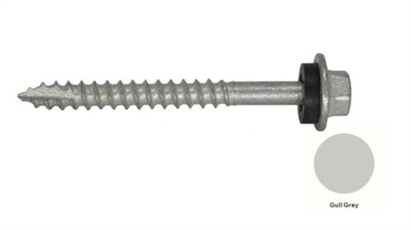 12G-11x55mm Hex Head Self Drilling Timber Screw - Galv + Seal - GULL GREY