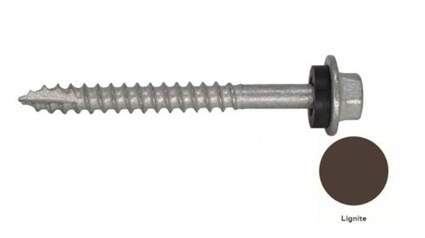 12G-11x55mm Hex Head Self Drilling Timber Screw - Galv + Seal - LIGNITE