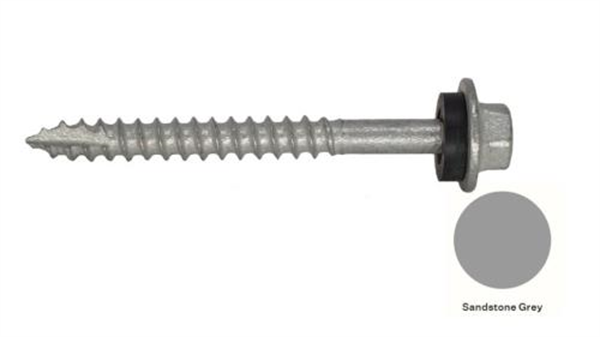 12G-11x55mm Hex Head Self Drilling Timber Screw - Galv + Seal - SANDSTONE GREY