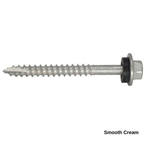 12G-11x55mm Hex Head Self Drilling Timber Screw - Galv + Seal - SMOOTH CREAM