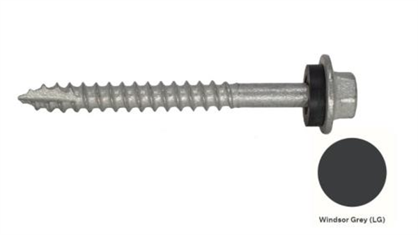 12G-11x55mm Hex Head Self Drilling Timber Screw - Galv + Seal - WINDSOR GREY