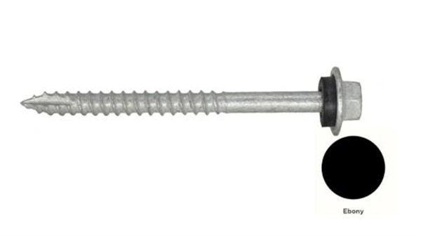 12G-11x65mm Hex Head Self Drilling Timber Screw - Galv + Seal - EBONY