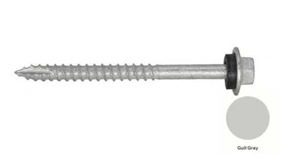 12G-11x65mm Hex Head Self Drilling Timber Screw - Galv + Seal - GULL GREY