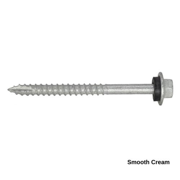 12G-11x65mm Hex Head Self Drilling Timber Screw - Galv + Seal - SMOOTH CREAM