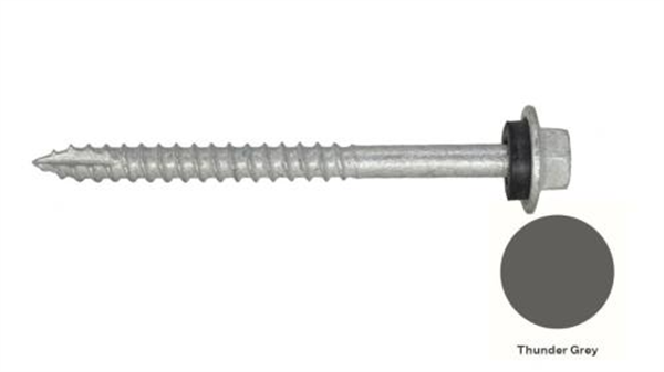 12G-11x65mm Hex Head Self Drilling Timber Screw - Galv + Seal - THUNDER GREY