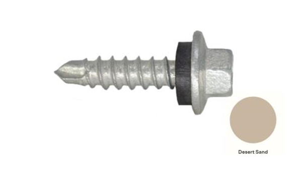 13G-11x25mm Hex Head Self Drilling Universal(Timber/Metal) Screw - Galv + Seal-DESERT SAND