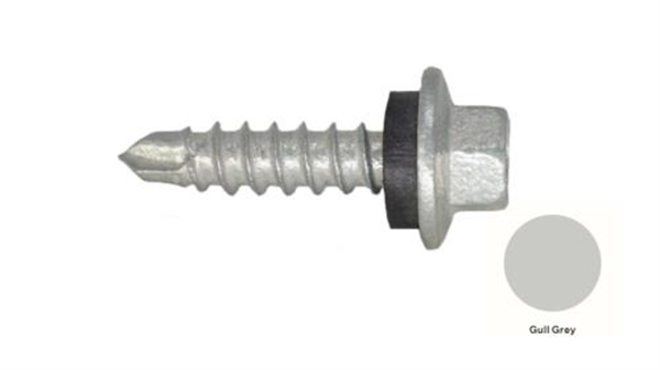 13G-11x25mm Hex Head Self Drilling Universal(Timber/Metal) Screw - Galv + Seal-GULL GREY