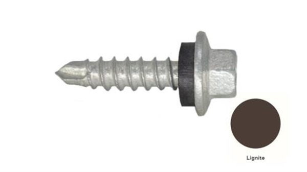 13G-11x25mm Hex Head Self Drilling Universal(Timber/Metal) Screw - Galv + Seal-LIGNITE