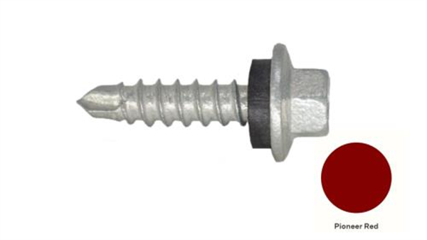 13G-11x25mm Hex Head Self Drilling Universal(Timber/Metal) Screw - Galv + Seal-PIONEER RED