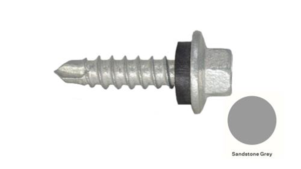 13G-11x25mm Hex Head Self Drilling Universal(Timber/Metal) Screw - Galv + Seal-SANDSTONE GREY