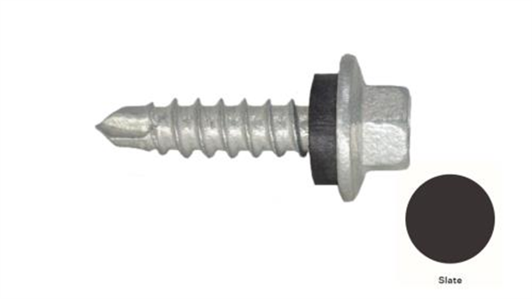 13G-11x25mm Hex Head Self Drilling Universal(Timber/Metal) Screw - Galv + Seal-SLATE