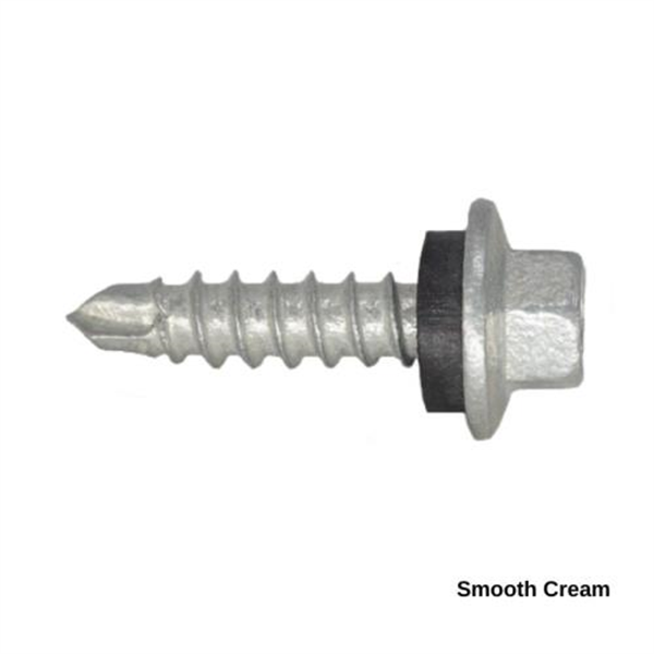 13G-11x25mm Hex Head Self Drilling Universal(Timber/Metal) Screw - Galv + Seal-SMOOTH CREAM