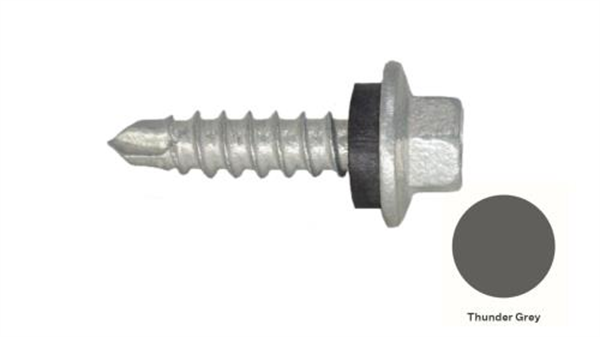 13G-11x25mm Hex Head Self Drilling Universal(Timber/Metal) Screw - Galv + Seal-THUNDER GREY