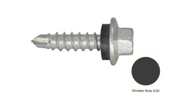 13G-11x25mm Hex Head Self Drilling Universal(Timber/Metal) Screw - Galv + Seal-WINDSOR GREY