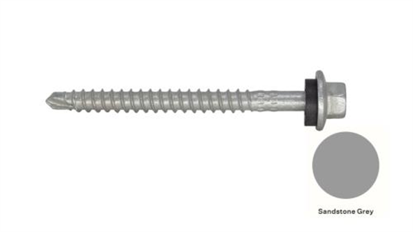 13G-11x65mm Hex Head Self Drilling Universal(Timber/Metal) Screw - Galv + Seal-SANDSTONE GREY