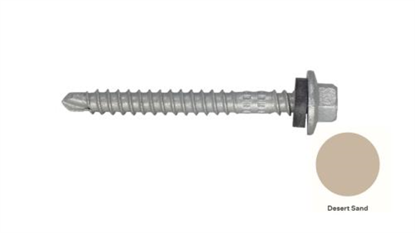 13G-11x55mm Hex Head Top Grip Self Drilling Universal(Timber/Metal) Screw - Galv + Seal-DESERT SAND