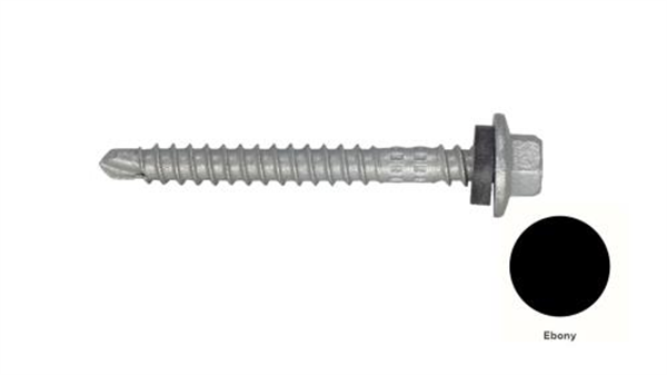 13G-11x55mm Hex Head Top Grip Self Drilling Universal(Timber/Metal) Screw - Galv + Seal-EBONY