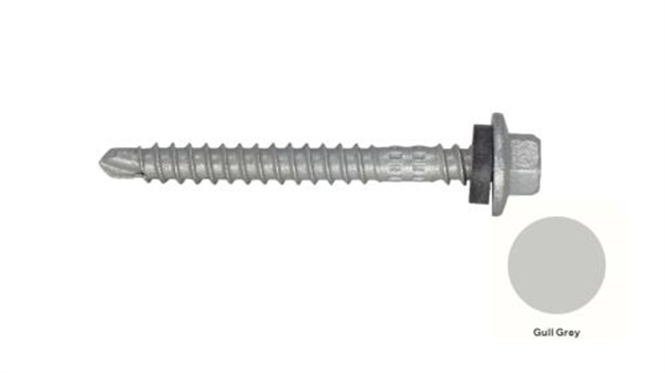 13G-11x55mm Hex Head Top Grip Self Drilling Universal(Timber/Metal) Screw - Galv + Seal-GULL GREY