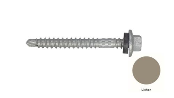 13G-11x55mm Hex Head Top Grip Self Drilling Universal(Timber/Metal) Screw - Galv + Seal-LICHEN