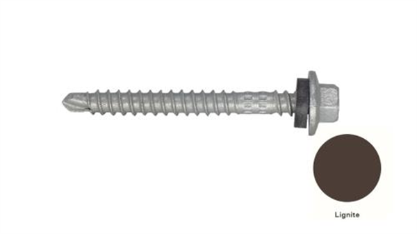 13G-11x55mm Hex Head Top Grip Self Drilling Universal(Timber/Metal) Screw - Galv + Seal-LIGNITE