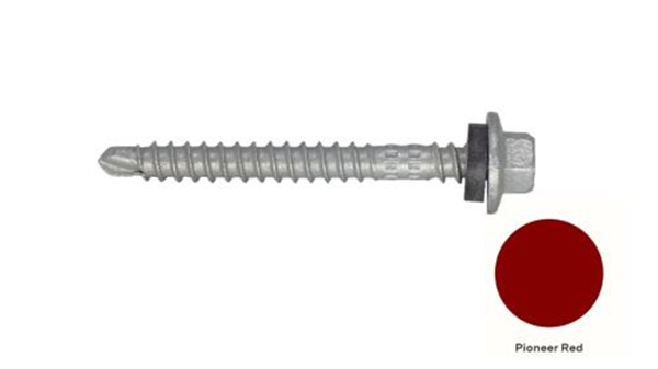 13G-11x55mm Hex Head Top Grip Self Drilling Universal(Timber/Metal) Screw - Galv + Seal-PIONEER RED