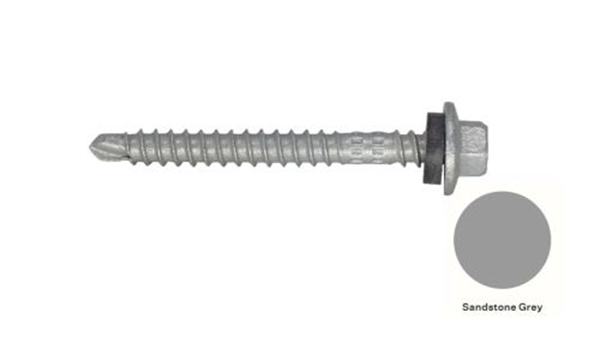 13G-11x55mm Hex Head Top Grip Self Drilling Universal(Timber/Metal) Screw - Galv + Seal-SANDSTONE GREY