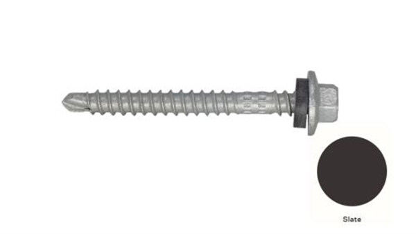 13G-11x55mm Hex Head Top Grip Self Drilling Universal(Timber/Metal) Screw - Galv + Seal-SLATE