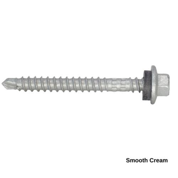 13G-11x55mm Hex Head Top Grip Self Drilling Universal(Timber/Metal) Screw - Galv + Seal-SMOOTH CREAM