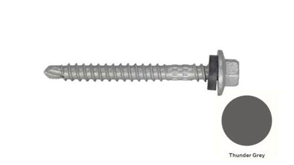 13G-11x55mm Hex Head Top Grip Self Drilling Universal(Timber/Metal) Screw - Galv + Seal-THUNDER GREY