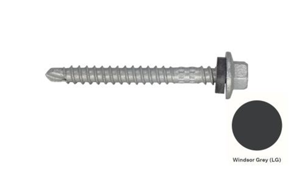 13G-11x55mm Hex Head Top Grip Self Drilling Universal(Timber/Metal) Screw - Galv + Seal-WINDSOR GREY