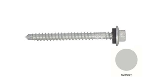 13G-11x65mm Hex Head Top Grip Self Drilling Universal(Timber/Metal) Screw - Galv + Seal-GULL GREY