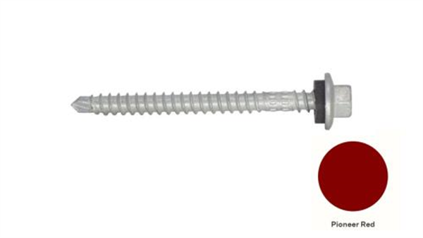 13G-11x65mm Hex Head Top Grip Self Drilling Universal(Timber/Metal) Screw - Galv + Seal-PIONEER RED